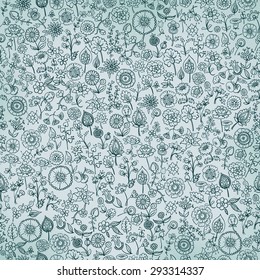 hand drawn floral seamless background, vector illustration