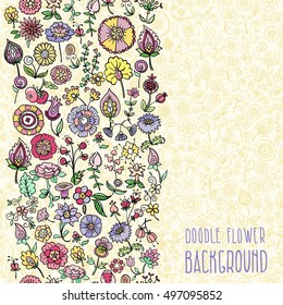 hand drawn floral seamless background, vector illustration