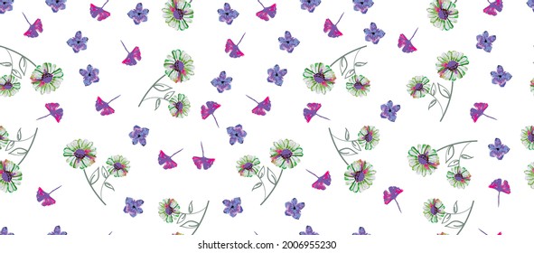 Hand drawn Floral seamless original pattern in vintage style. vector design for fashion, fabric, wallpaper and all prints ornamental garden Flowers and leaves.