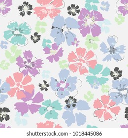 Hand drawn floral seamless pattern. 