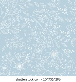 Hand drawn floral seamless pattern. Vintage background.