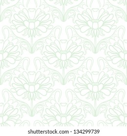 Hand drawn floral seamless pattern with thick lines and damask motifs. Vector texture for web, print, textile, wrapping paper, wedding invitation background, wallpaper, vintage holiday decor.