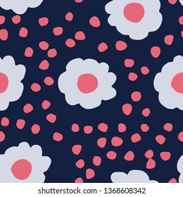 Hand drawn floral seamless pattern. Doodle background. Seamless cute illustration. Trendy textile, fabric, wrapping.