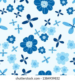 Hand drawn floral seamless pattern. Doodle background. Seamless cute illustration. Trendy textile, fabric, wrapping.