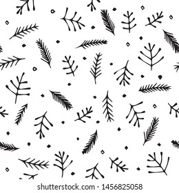 Hand drawn floral seamless pattern. Vector.