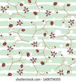 Hand Drawn Floral Seamless Pattern on dark. Vector Illustration