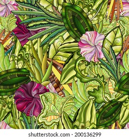 hand drawn floral seamless pattern