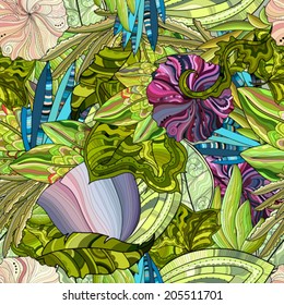 hand drawn floral seamless pattern