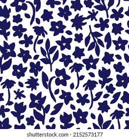 Patrón sin costuras floral, dibujado a mano. Fondo vectorial botánico con flores pintadas. Impresiones de modas de pequeño tamaño de estilo retro para tejidos, papel, textiles y artículos de uso doméstico