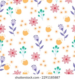 Hand drawn floral. seamless pattern