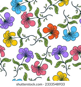 Hand drawn floral seamless pattern with beauty flowers vector design. Perfect for textile prints