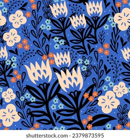 Hand drawn Floral seamless pattern. Cute designs for textile and fabric