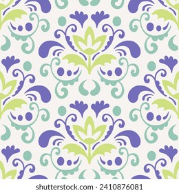 Tapa de estilo victoriano con estampado floral sin costura. Ilustración vectorial. Impresión ornamental de Damask. Fondo barroco vintage. Papel tapiz, diseño clásico de cerámica oriental