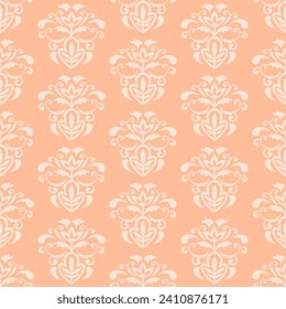 Hand drawn floral seamless pattern Victorian style texture. Vector illustration. Damask ornamental print. Vintage baroque background. Wallpaper, Classic oriental ceramic tile design
