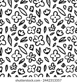 Diseño floral dibujado a mano sin patrón. Vector abstracto simple del modelo textil floral.
