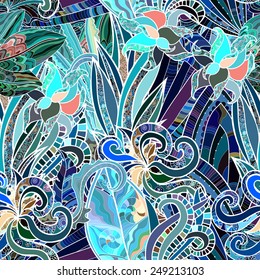 hand drawn floral seamless pattern