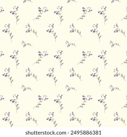 Hand drawn floral seamless pattern design in peach purple tone.
