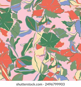 Dibujado a mano patrón floral sin fisuras. Siluetas de flores en flor. Fondo de verano simple con textura de sombras botánicas. Ornamento de la naturaleza de moda.
