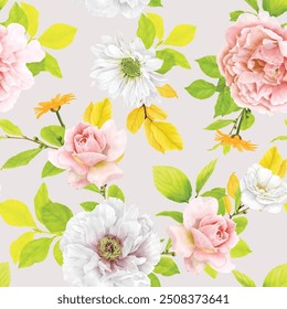 hand drawn floral seamless pattern ornament