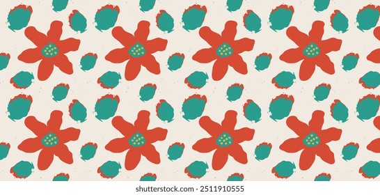 Handgezeichnetes florales nahtloses Muster. Pastellfarbener Boho-Hintergrund in minimalistisch für Präsentation, Hintergründe, Tapeten, Textilien und Mode.