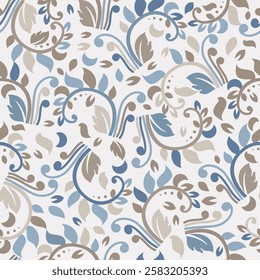 Hand drawn  floral seamless pattern. Victorian floral style. Design for fashion, textile, wallpaper, cards, wrapping paper. Vector illustration