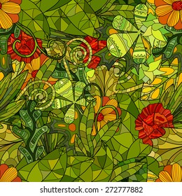 hand drawn floral seamless pattern