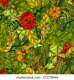 hand drawn floral seamless pattern