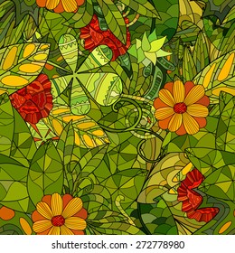 hand drawn floral seamless pattern