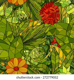 hand drawn floral seamless pattern