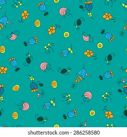 hand drawn floral seamless pattern with clipping mask