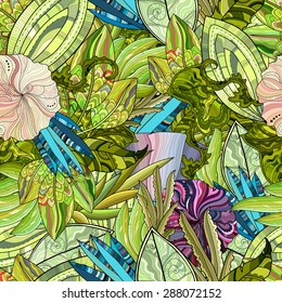 hand drawn floral seamless pattern 