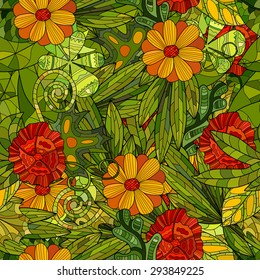 hand drawn floral seamless pattern