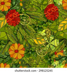 hand drawn floral seamless pattern