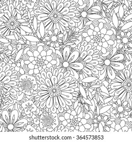 Hand Drawn Floral Seamless Pattern Doodle Stock Vector (Royalty Free ...