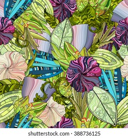 hand drawn floral seamless pattern