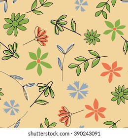 Hand drawn floral seamless pattern