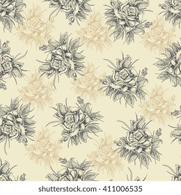 Hand drawn floral seamless pattern