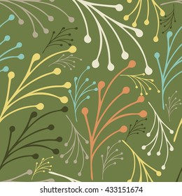 Hand drawn floral seamless pattern with  leaves. Summer,spring floral background pattern.Vector illustration