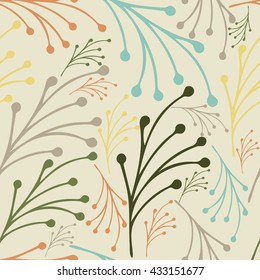 Hand drawn floral seamless pattern with  leaves. Summer,spring floral background pattern.Vector illustration