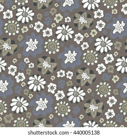 Hand drawn floral seamless pattern in boho style.Vector illustration