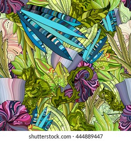 hand drawn floral seamless pattern