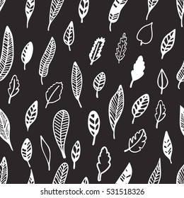 Hand Drawn floral seamless pattern with leaves. Vintage decorative plants for design background, invitations, greeting cards, logos, flayers, scrapbooking, etc