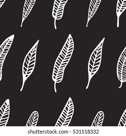 Hand Drawn floral seamless pattern with leaves. Vintage decorative plants for design background, invitations, greeting cards, logos, flayers, scrapbooking, etc
