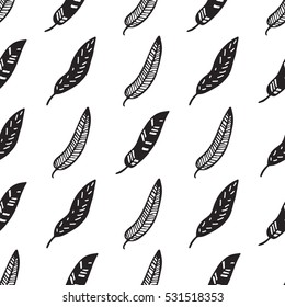 Hand Drawn floral seamless pattern with leaves. Vintage decorative plants for design background, invitations, greeting cards, logos, flayers, scrapbooking, etc
