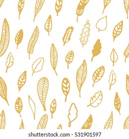 Hand Drawn floral seamless pattern with leaves. Vintage decorative plants for design background, invitations, greeting cards, logos, flayers, scrapbooking, etc