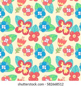 Hand drawn floral seamless pattern. Bright illustration, can be used for creating card, invitation card for wedding,wallpaper and textile.