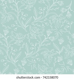 Hand drawn floral seamless pattern. Vintage background.