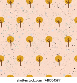 Hand Drawn Floral Seamless Pattern on subtle background. Vector Illustration