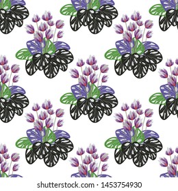 Hand drawn floral seamless pattern.Package concept.Layout, mockup design.