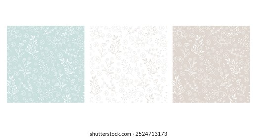 Hand drawn floral seamless vector pattern. Flower, leaf and twig abstract element. For fabric, textile, wallpaper, wrapping paper